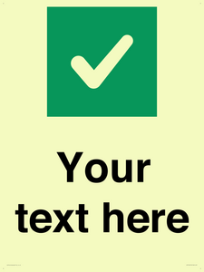 Custom plain background, green square with tick sign